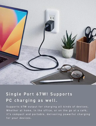Miniatura 3 de CIO NovaPort Quad II 67W3C1A - Bloque de cargador GaN de 65 W, adaptador compacto de 4 puertos con 3 puertos USB-C y 1 USB-A, carga rápida USBC