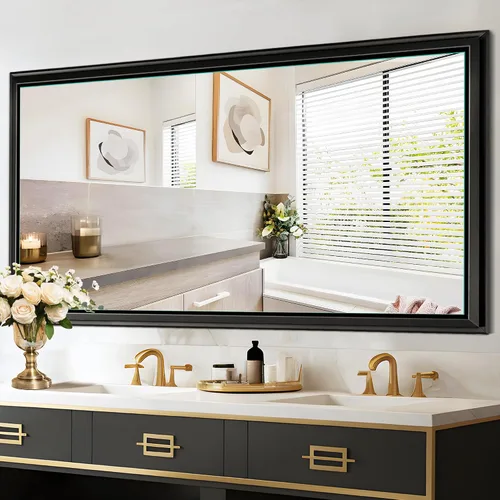 Miniatura 33 de NicBex Espejo de tocador de baño de 40 x 30 pulgadas, marco de aleación de aluminio, espejo montado en la pared para dormitorio, vestidor, sala