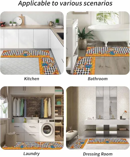 Miniatura 6 de Tapete de baño antideslizante para bañera, tapete de baño de espantapájaros, calabaza, hojas, alfombra de pasillo de baño, alfombra de pasillo