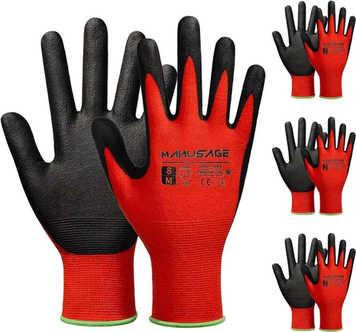 Miniatura 15 de Guantes de trabajo de seguridad MANUSAGE para hombres y mujeres, guantes de trabajo de nitrilo de microespuma XLarge, guantes de trabajo delgados