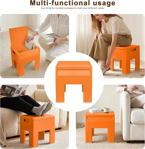 Miniatura 5 de HOTEAGLE Otomana con almacenamiento para sala de estar de 14 pulgadas, multiusos, otomana con tapa abatible y patas desmontables, soporta hasta 220