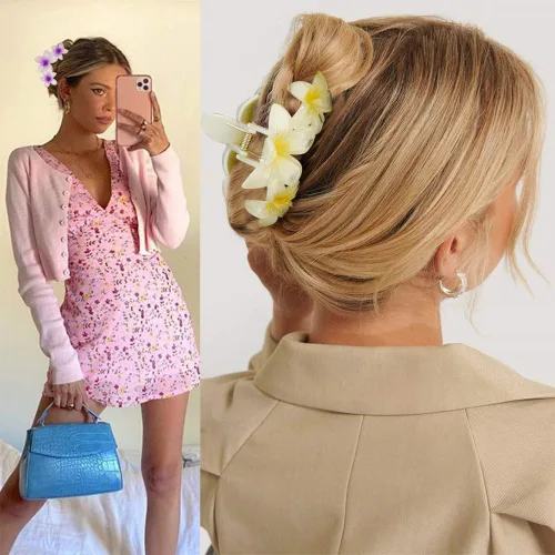Miniatura 3 de AHONEY 6 pinzas de garra con flores, pinzas para el cabello lindas para mujeres, pinzas de sujeción fuerte, pinzas de garra para el cabello