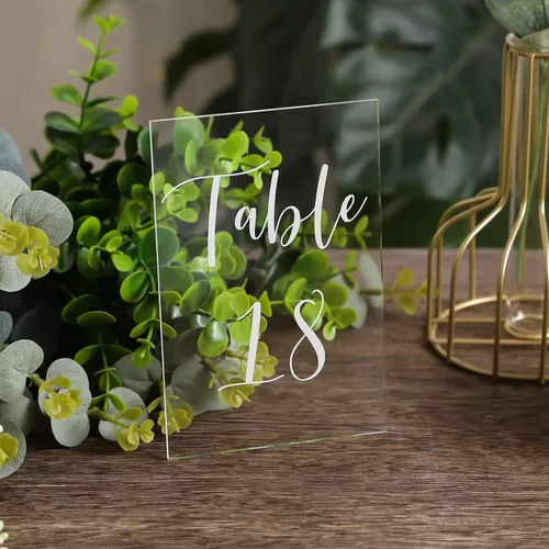 Miniatura 8 de UNIQOOO Paquete de 20 letreros acrílicos transparentes en blanco – Signos de números de mesa de 5 x 7 pulgadas, letreros de boda, tarjeta y letrero