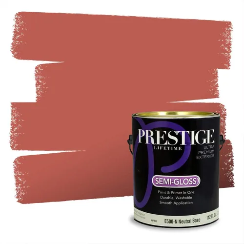 Miniatura 281 de Prestige Paints Pintura exterior e imprimación en uno, 1 galón, plano, coincidencia comparable de Valspar* Amber Rose*