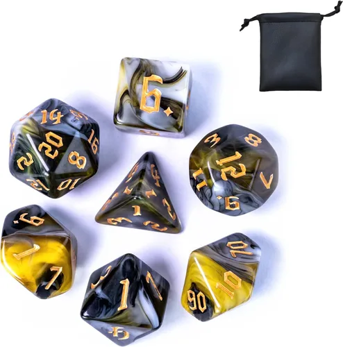 Miniatura 15 de Juego de 8 Sets de Dados Poliédricos D&D, Juego de 56 Dados DND con 2 Bolsas de Cuero Grandes para Juegos de Mesa RPG
