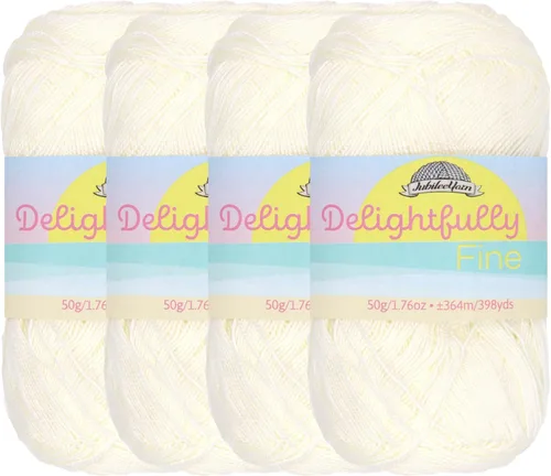 Miniatura 76 de JubileeYarn - Ovillo de hilo deliciosamente fino, 1.76 oz/madeja de rayón de bambú, color rosa polvo, 4 madejas