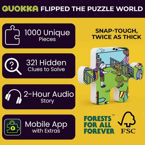 Miniatura 2 de QUOKKA Rompecabezas de 1000 piezas para adultos y adolescentes – Rompecabezas de adultos con animales y secretos ocultos y audiocuento – Juego