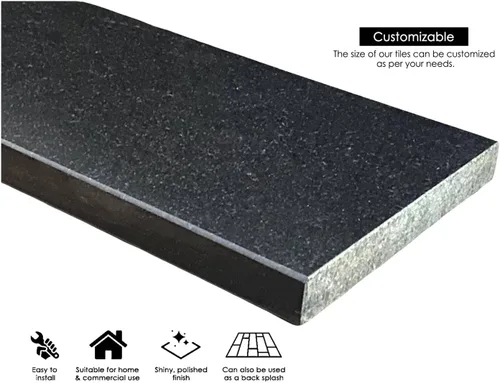 Miniatura 3 de Tenedos Absolute Black - Umbral de azulejos de granito para puerta de piso (sillín de mármol) pulido, sin mantenimiento, resistente a las manchas