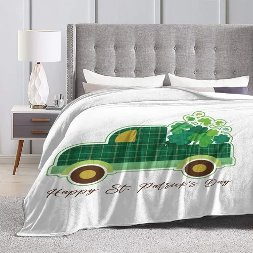 Miniatura 6 de Manta del día de San Patricio, manta decorativa de tréboles verdes irlandeses para primavera, 40 x 50 pulgadas, manta de franela suave para viajes