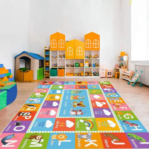 Miniatura 10 de ABC - Alfombra educativa del alfabeto, alfombra de juego de 4 x 6 pies para niños, sala de juegos, tapete antideslizante para niños y niñas Alphabet