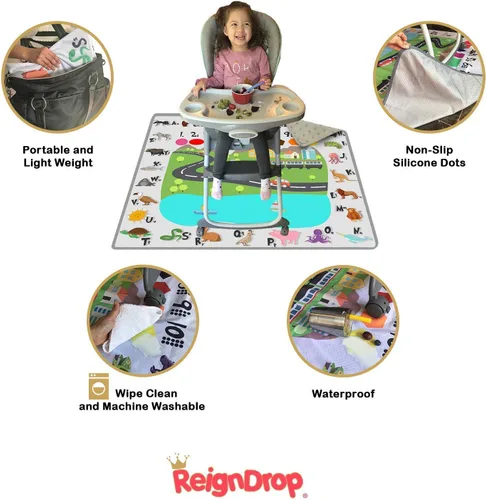 Miniatura 4 de ReignDrop – Tapete grande de 54 pulgadas (137.16 pulgadas) para poner bajo silla alta para bebé, alfombra de juego, arena o cajón para mascotas