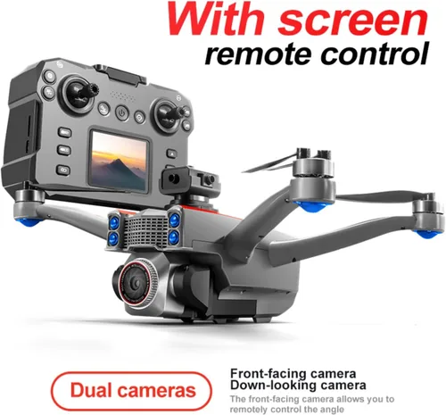 Miniatura 4 de Drone RC con control remoto de pantalla de pantalla, cámara dual 1080P, ajuste de velocidad, retención de altitud, despegue con una tecla, giros 3D
