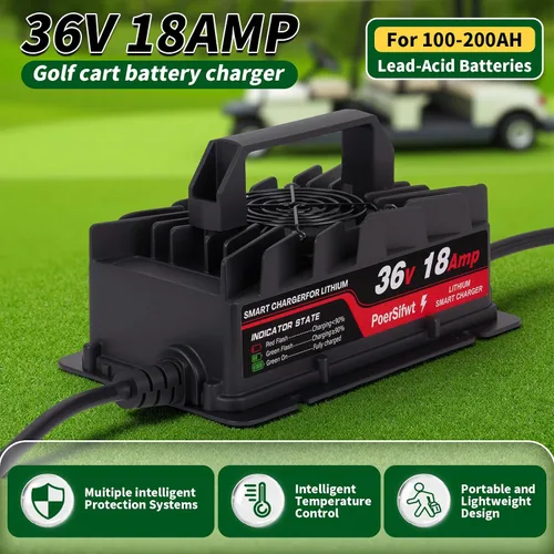 Miniatura 2 de Cargador de batería de litio de 43.8 V 18 A, impermeable IP65, para batería LiFePO4 de 36 V (38.4 V), ideal para carros de golf, vehículos