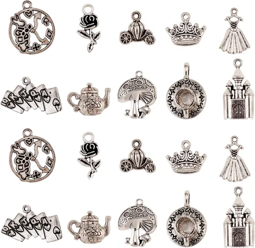 Miniatura 21 de Ipotkit - Dijes de animales tibetanos – 100 piezas de aleación de ardilla, perezoso, caballo, pájaro, elefante, koala, pavo real, animales salvajes