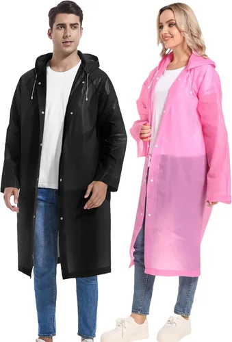 Miniatura 127 de 2 abrigos de lluvia de Borogo para adultos, chaquetas de lluvia reutilizables para hombres y mujeres