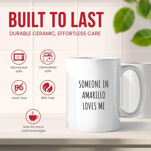Miniatura 4 de Amarillo Loves Me Mug - Texas Panhandle Coffee Cup - Pride Funny Gift From - Lone Star Charm Tea Mugs - Route 66 Cups - 11 Oz Ceramic Gifts For