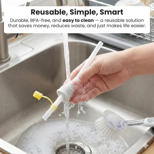 Miniatura 6 de Jokari Sorba y sella pajitas de soda para bebidas embotelladas, paquete de 4 popotes a prueba de derrames con sello flexible y tapa abatible, se