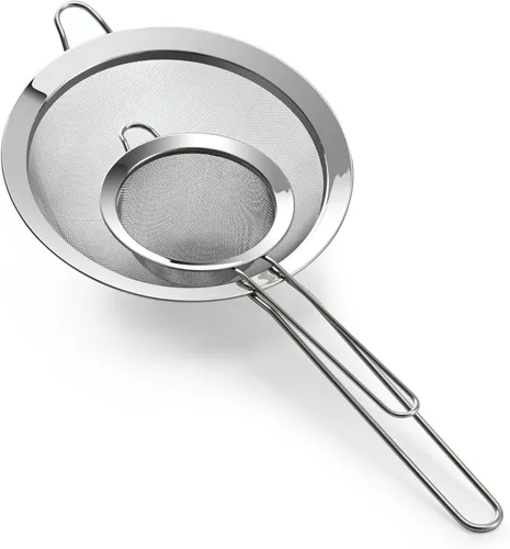 Luckyiren Colador de malla fina de acero inoxidable 304 de alta calidad, colador, tamiz y filtro multiusos para arroz, jugo, quinua, harina,