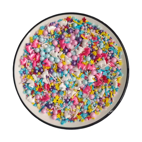 Miniatura 2 de Sentovac Gránulos comestibles de mezcla de unicornio para decorar Gránulos comestibles para cupcakes para tartas, 1 botella de 3.35 onzas / 3.35