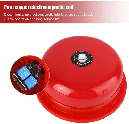 Miniatura 5 de Campana eléctrica de acero inoxidable de 6 pulgadas 100db AC tipo huelga interna, campana de alarma contra incendios para evacuación de emergencia