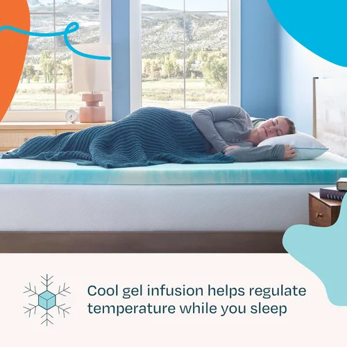 Miniatura 2 de Linenspa - Cubrecolchón de espuma viscoelástica de 2 pulgadas con infusión de gel - Sensación lujosa - Enfriamiento y alivio de presión