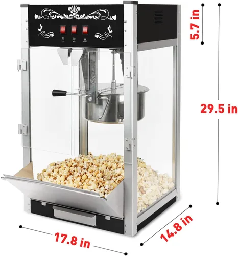 Miniatura 2 de GDFStudio 16 Oz Tabletop Popcorn Machine Countertop Popcorn Maker w/Stainless Steel Kettle, 3 Switch Control, 3 Popcorn Cups, Commercial Popcorn