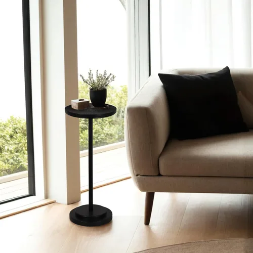 Miniatura 9 de COVLON Mesa de bebidas, mesa de Martini tallada, mesa auxiliar pequeña, mesa de pedestal con base pesada para sala de estar, dormitorio, espacio