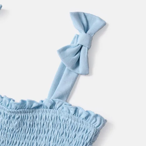 Miniatura 3 de IFFEI Vestidos de verano para mamá y yo, trajes a juego con tirantes delgados, cuello cuadrado, volantes, acampanado, vestido largo para la playa