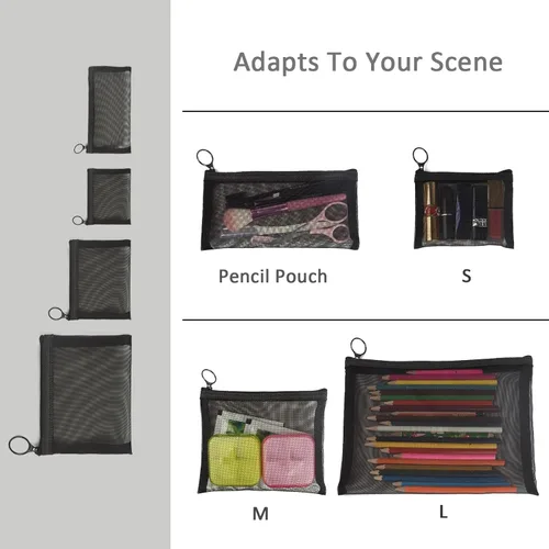 Miniatura 3 de Patu - Bolsas de malla con cierre, organizador de accesorios de maquillaje, para bolsa de almacenamiento para artículos de tocador, Negro