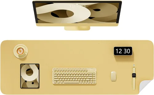 Miniatura 15 de Alfombrilla de escritorio, 60 x 35 cm, de piel sintética, antideslizante, alfombrilla grande para mouse para escritorio, impermeable, almohadilla