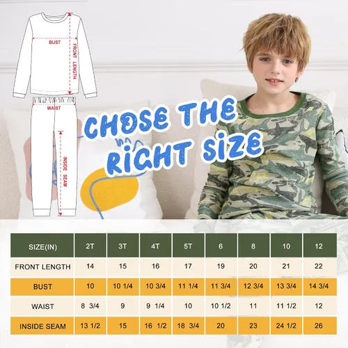 Miniatura 6 de V.&GRIN Conjunto de pijama de manga larga para niños, ropa de dormir de algodón para niños de 2 a 12 años