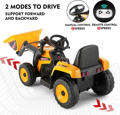 Miniatura 4 de JOYLDIAS - Excavadora de conducción, vehículo de construcción eléctrico de 12 V, bulldozer/tractor para niños, excavadora con control remoto, 3