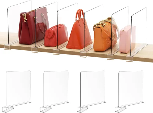 Miniatura 11 de HBlife Paquete de 16 separadores de estantes transparentes, organizador vertical de bolso para armario, perfecto para suéteres, camisas, bolsos