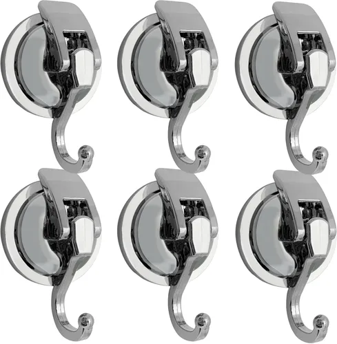 Miniatura 23 de Ganchos con ventosa, vidrio resistente, reutilizable, sin perforaciones, para bata de baño y guirnalda (plata, paquete de 4)