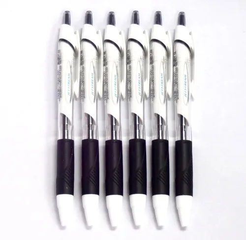 Uni Jetstream - Bolígrafo estándar, 0.020 in, tinta negra, cuerpo blanco, 6 bolígrafos por paquete (importación japonesa) [Paquete original