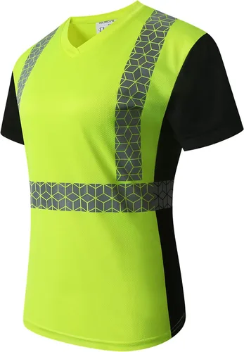 Playera de Seguridad para Mujer, Camiseta Reflectante de Alta Visibilidad para Mujer con Patrón Reflectante Inusual, Manga Corta Transpirable