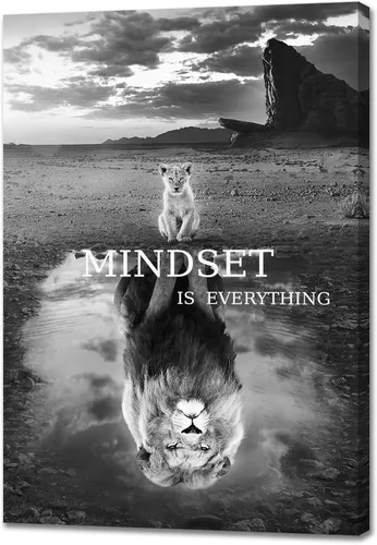 Miniatura 9 de Lienzo impreso de cabeza de león, arte de pared inspirador, póster de animales en blanco y negro, imagen motivacional con cita motivacional