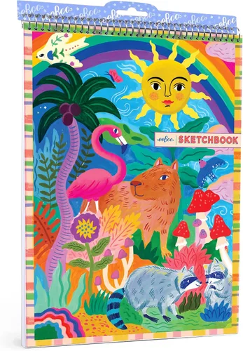 eeBoo: Capybara & Sun Cuaderno de bocetos en blanco encuadernado en espiral – 60 páginas, papel de 4.94 oz/m²/95 libras, 8.5 x 11, ecológico,