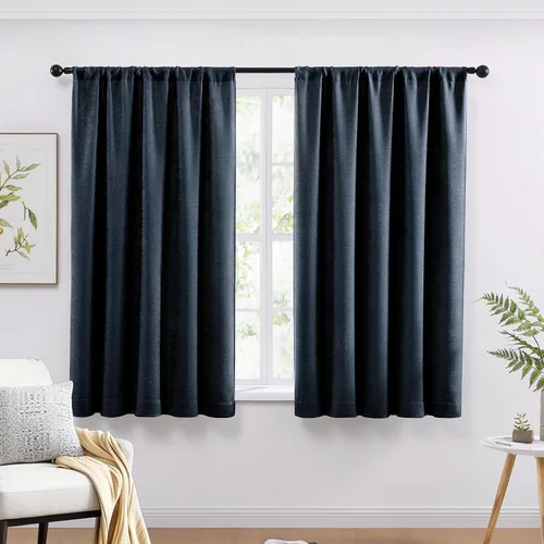 Miniatura 21 de WRENSONGE Cortinas opacas para dormitorio, cortinas opacas negras de 63 pulgadas de largo para sala de estar, ventanas, cocina, habitación, cortinas