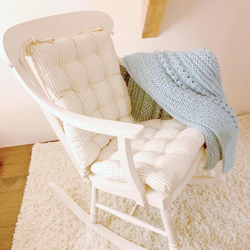 Miniatura 2 de Barnett Home Decor Ticking Stripe - Cojines naturales para silla mecedora, extra grandes, reversible, relleno de espuma de látex y respaldo