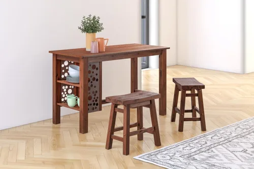 Miniatura 2 de Boraam Sonoma Taburete Alto Tipo Silla de Montar sin Respaldo para Comedor - Castaño con Acabado Cepillado - Juego de 2