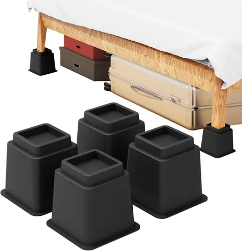 Miniatura 11 de Elevadores de cama resistentes: juego de 4 elevadores ajustables para muebles, alturas de elevación de 3, 5 y 8 pulgadas, soporta hasta 1,300 libras