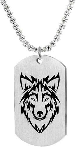 Miniatura 2 de TURTLEDOVE Collar de lobo de acero inoxidable - I am Wolf Fans of Dog Tag Jewelry - Colgante nórdico Fenrir de amuleto escandinavo nórdico