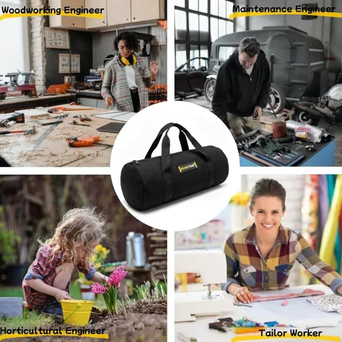 Miniatura 7 de Bolsas de herramientas pequeñas de 14 pulgadas para hombres, bolsa de almacenamiento de herramientas con cremallera de boca ancha, bolsa de Negro-14