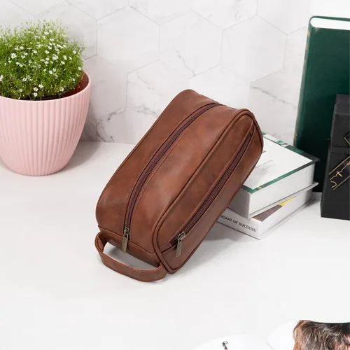 Miniatura 8 de Glamativity Neceser de cuero personalizado para hombres y mujeres, kit de piel vintage, regalo de cumpleaños y padrinos de boda, bolsa de viaje