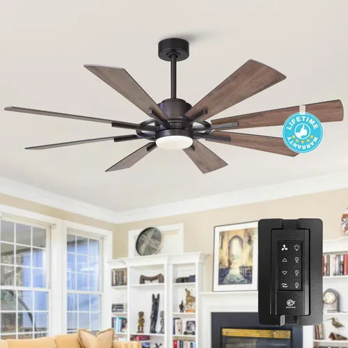 Miniatura 14 de Ventiladores de techo dorados de 60 pulgadas con luces y control remoto, modernos ventiladores de techo grandes para exteriores, para patios, motor
