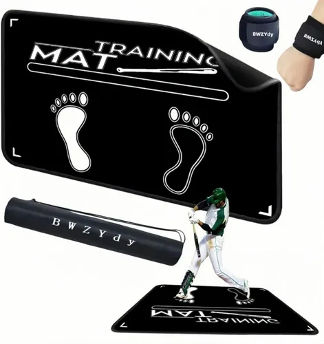 Alfombrilla de bateo de béisbol, alfombrilla de béisbol y softbol con placa de inicio para bateador, alfombrilla antideslizante con guía de