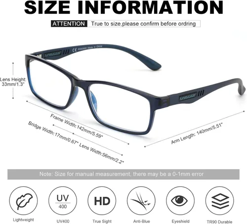 Miniatura 6 de CARA - Lentes de lectura progresivos multienfoque extremadamente ligeros para hombres, sin línea, bloqueo de luz azul, para lectores de computadora