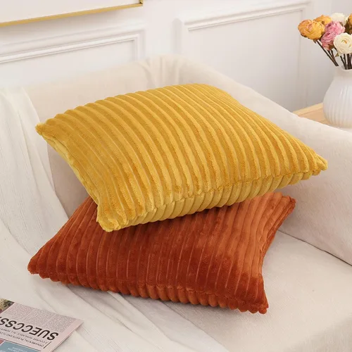 Miniatura 8 de Simmore Juego de 2 fundas de almohada decorativas de 16 x 16 pulgadas, fundas de almohada suaves de franela de felpa natural de doble cara para sofá