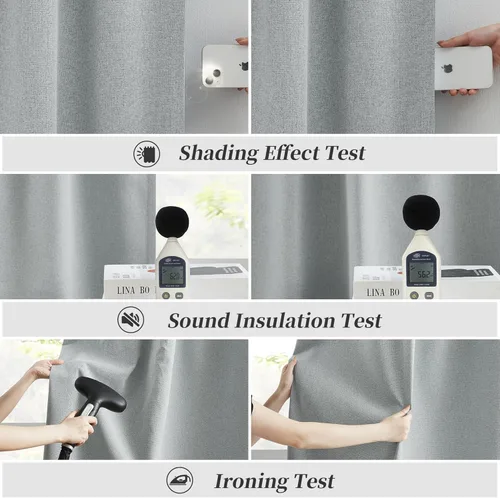 Miniatura 6 de Paneles de cortinas de ventana 100% opacas, con trabillas traseras, bolsillo para barra, gancho, cinturón, aspecto plisado, cortinas para sistema